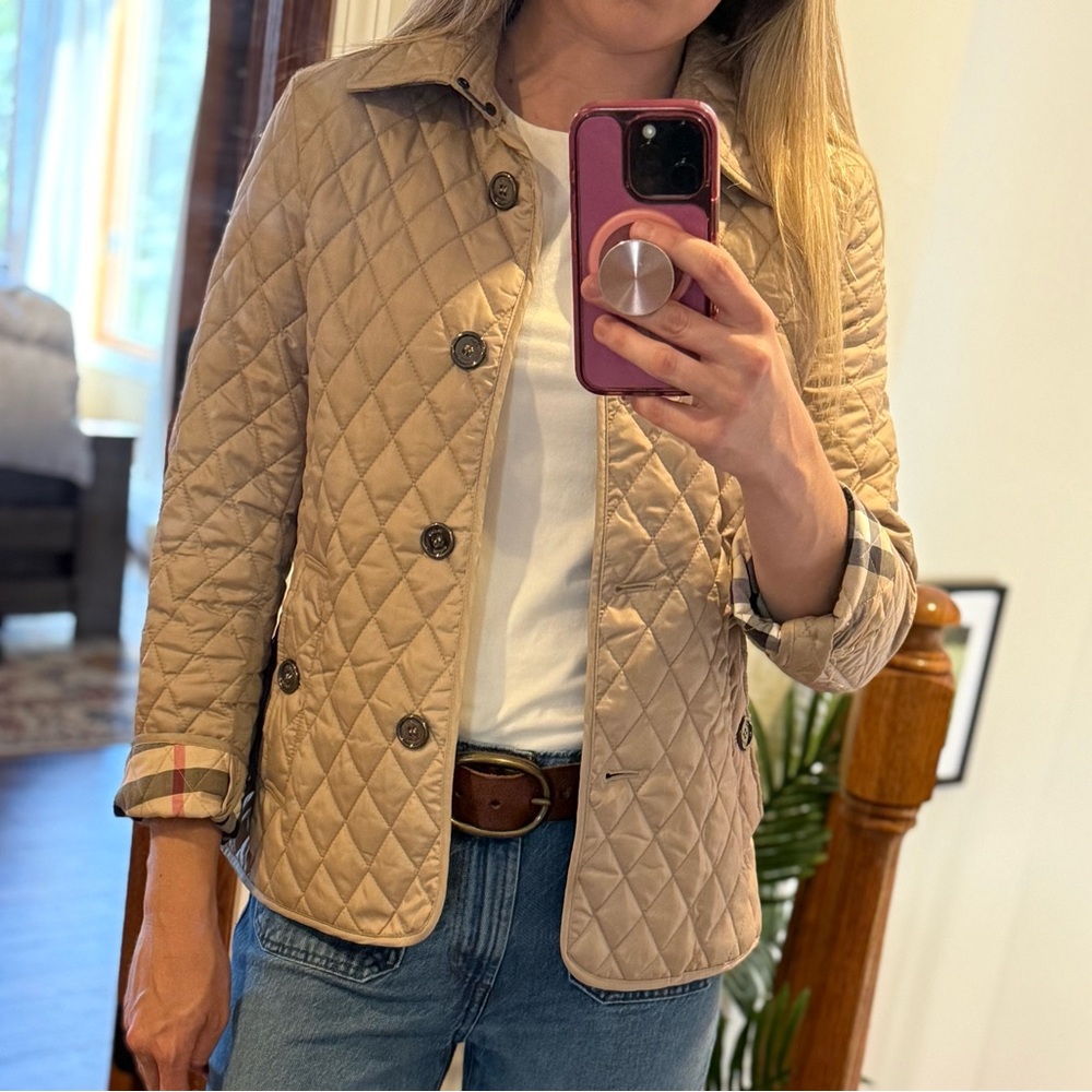 Burberry London Beige Quilted Jacket – Nova Check Lining – US 4 - Picture 6 of 6